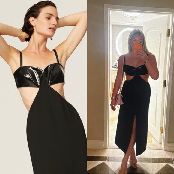 Alexis Marsella Square Neck Cutout Midi Dress Black Size M - Picture 4 of 13